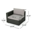 thumbnail image 6 of Brooke Outdoor 8 Piece Wicker and Aluminum Sectional Sofa Set with Coffee Table, Storage Ottoman and Club Chair, Gray, Silver, 6 of 11