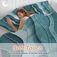 thumbnail image 4 of 3 Piece Abstract Turquoise Moire Duvet Cover Set Full Size,Microfiber Comforter/Quilt Cover with Corner Ties and 2 Pillowcases,Gradient Coastal Ocean Geometric All Season Bedding with Zipper Closure, 4 of 8