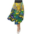 thumbnail image 4 of Nmnitkp Skirts for Women Casual Floral Prints Women's Pleated Skirt Chiffon Elastic Waist A-Line Midi Length Skirt Fashionable Trends Maxi Skirt, 4 of 7