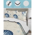 thumbnail image 4 of Quilts Twin-XL Size Bedding Set, Navy Blue Shell Coastal Lightweight Quilted Comforter, Beige Starfish Coral Summer Beach Soft Bedspread Coverlet with Pillow Covers for All Season, 68" x 98", 4 of 7