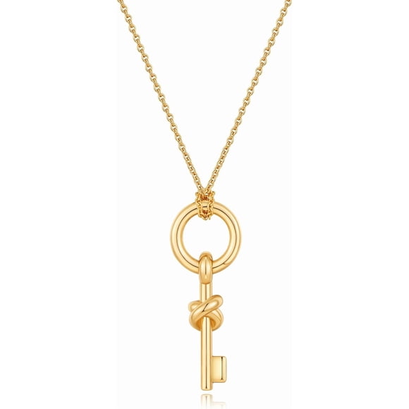 Faty-T Collier Porte-Clés pour Femmes, Colliers Pendentif Nœud Plaqué Or, Charme Minimaliste, Bijoux Mode, Cadeaux