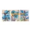 Cuadros Decorativos Punto de cruz azul Estampado de tríptico floral Bordado completo Algodón 11CT 3 hebras Tmvgtek embutido en tela