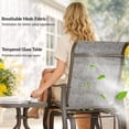 thumbnail image 4 of 3-Piece Outdoor Gliding Rocking Chair and Bistro Tea Table Set, Grey Powder-Coated Steel Frame with Breathable Mesh and Tempered Glass, for Patio, Garden, and Porch, 4 of 7
