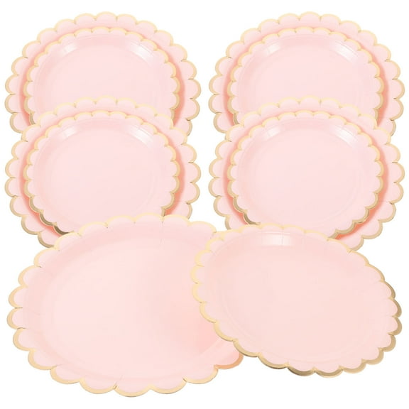 SOPOTUTU 16Pcs Pink Paper Dessert Plates Stable Convenient Party Tableware for Celebration