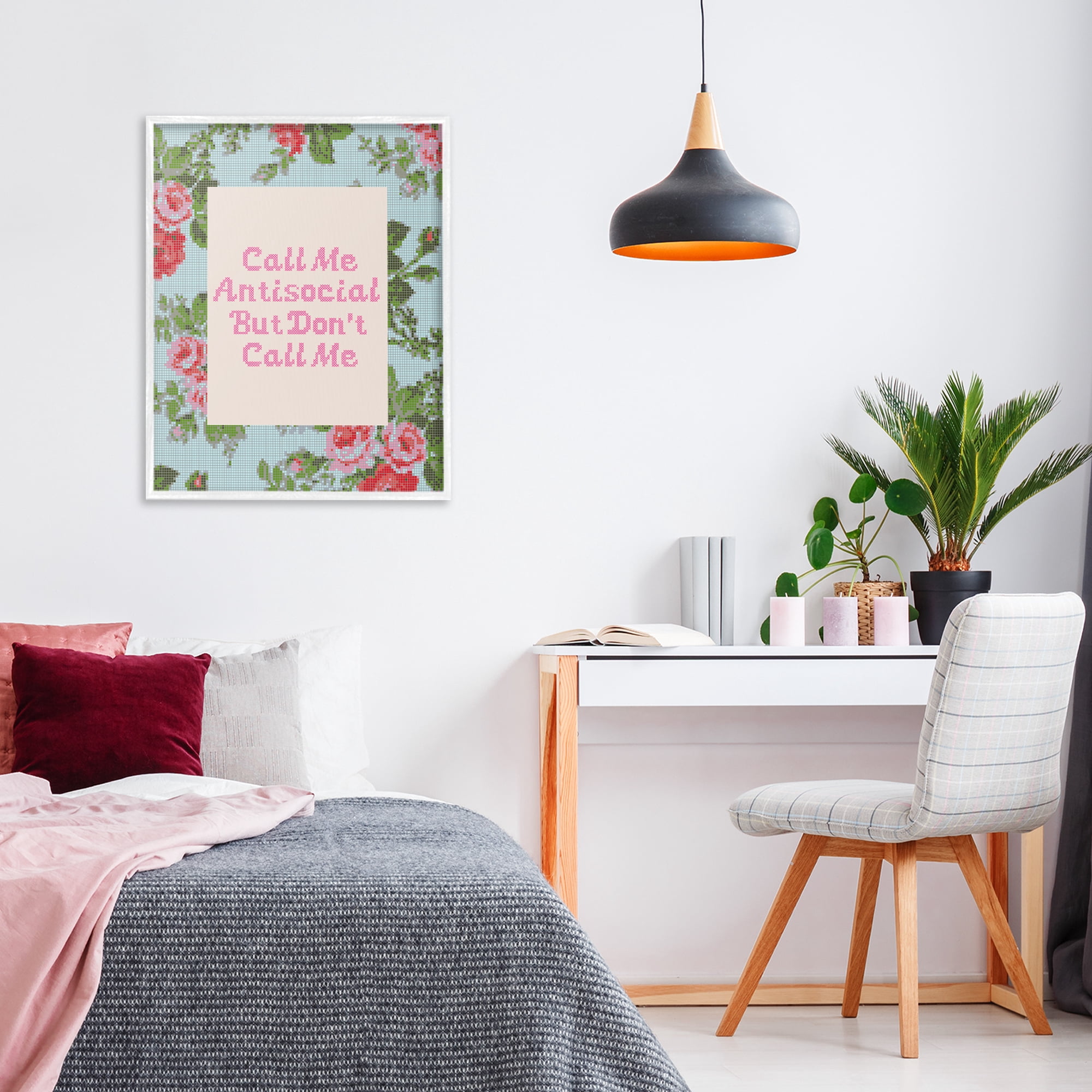 Stupell Industries Don't Call Me Vintage Florals White Framed Giclee Art, design by Lil' Rue