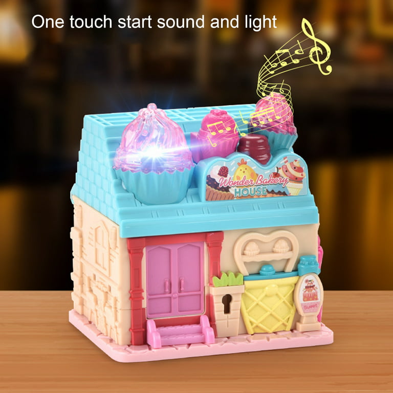 Aimiya Simulation Doll House Music And Light 3D Folding Early Education  Entertainment Baby Pretend Toy Cooking Coffee House Toy Baby Products