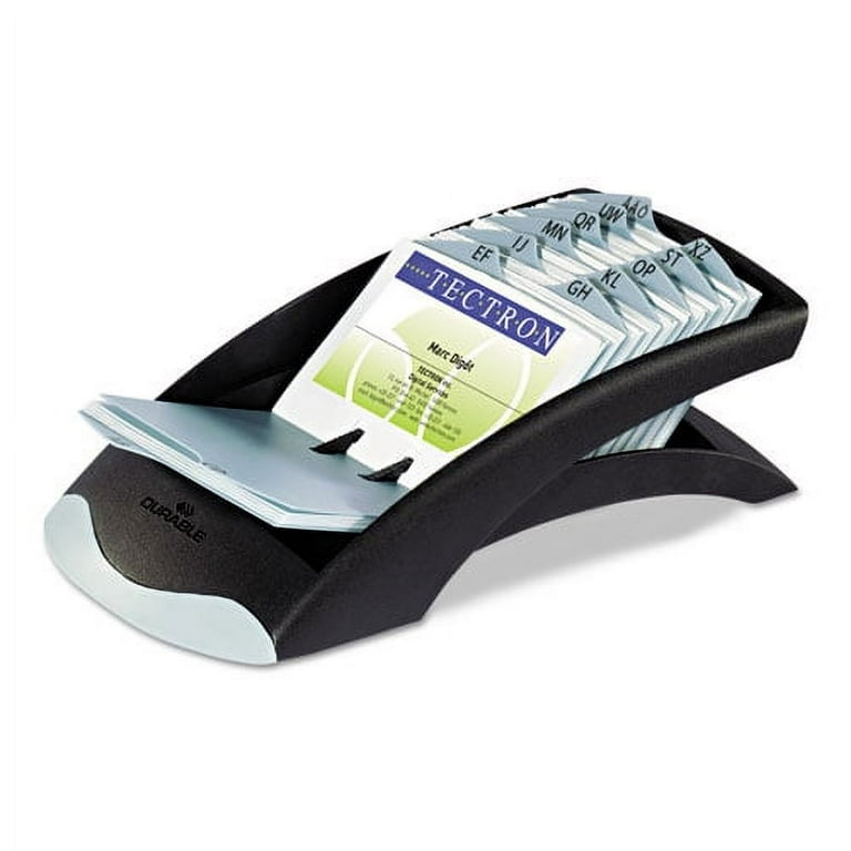 VISIFIX Desk Business Card File, Holds 200 2.88 x 4.13 Cards, 5 x 9.31 x 3.56, Plastic, Graphite/Black VISIFIX Desk Business Card File, Holds 200 2.88 x 4.13 Cards, 5 x 9.31 x 3.56, Plastic, Graphite/Black