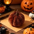 thumbnail image 6 of Harvest Mini Velvet Pumpkins, Plush Autumn Tabletop Accents, Rich Jewel Toned Fall Decor, Sophisticated Thanksgiving Centerpiece for Shelf, Console, Buffet, Home Holiday Staging, Harvest, Brown,Brown, 6 of 9