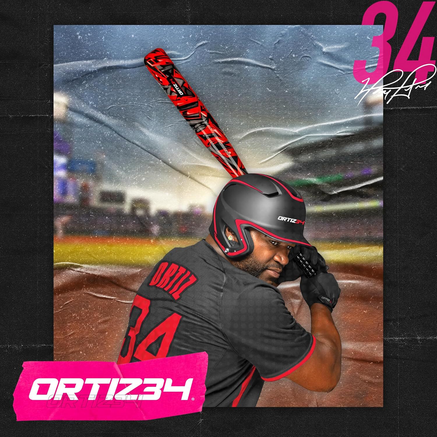 Ortiz34 Bat  Ball Set - Graffiti Plastic Bat  Ball Homerun Set- David Ortiz Backyard Baseball Set for Youth, Kids, Teenagers, Adults