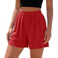thumbnail image 4 of Oksale Summer Shorts for Women Casual Comfy Knit Shorts with Pockets Stretch Waisted Summer Clothes 2026 Red S, 4 of 7