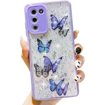 case for Galaxy S20 FE Case Samsung S20 FE Protective Cover Clear Phone Case for Women Girls Sparkle Glitter Slim Fit Shockproof Soft Rubber TPU Bumper Case for Samsung Galaxy S20 FE 5G 2020 Purple