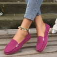 thumbnail image 5 of Women's Suede Moccasin Loafers with Metal Accent, Comfortable Slip-On Casual Shoes, Footwear for Everyday Wear and Office Settings Hot Pink 40, 5 of 9