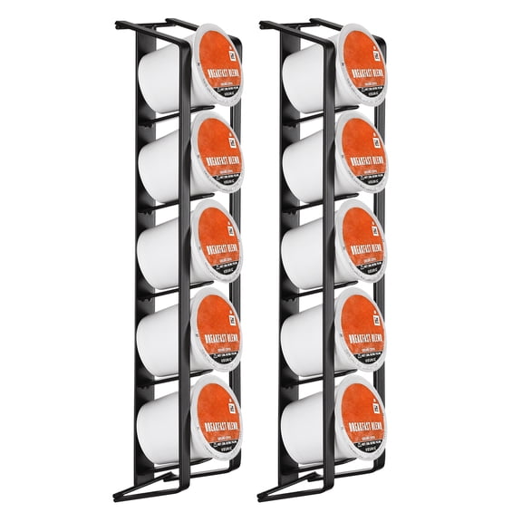 KES 5 CapacitySide Mount Coffee Pod Holder Adhesives, 2 Pack, Matte Black