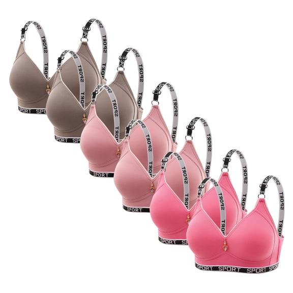 LEWKW Comfortable Bras for Women 6 Pack Wirefree Sports Bra Soft Ribbed Bralettes Breathable Support Yoga Sleep Seamless Activewear Back Smoothing