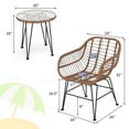 thumbnail image 3 of Costway 3PCS Patio Rattan Bistro Set Coffee Table Armchair Garden Gray Cushion, 3 of 10