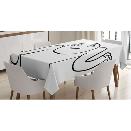 Humor Decor Tablecloth, Whatever Guy Meme Confusion Gesture Label Creative Drawing Rage Makers Design, Rectangular Table Cover for Dining Room Kitchen, 60 X 90 Inches, Black White, by (Best Meme Maker App)