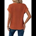 thumbnail image 3 of Camisetas para Mujer, con Mangas Murciélago Lisas y Dobladillo Cruzado, Informales, Ajustadas y A , Color Coral XXL, 3 of 7