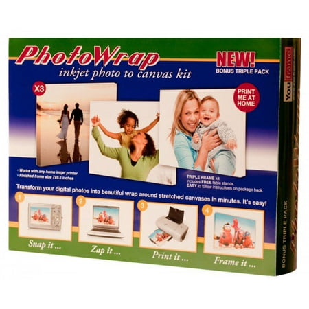 Custom Canvas Personalized Prints With Your Photos - DIY Complete Kit with Canvas, Frames, Table Top Stands and Full Assembly Instructions, Makes three complete 7