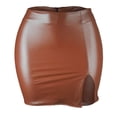 thumbnail image 4 of vigerkar Women Leather Skirt Side Split Bodycon Mini Skirt High Waist Skirt for Club Party Casual (Brown, XXL), 4 of 8
