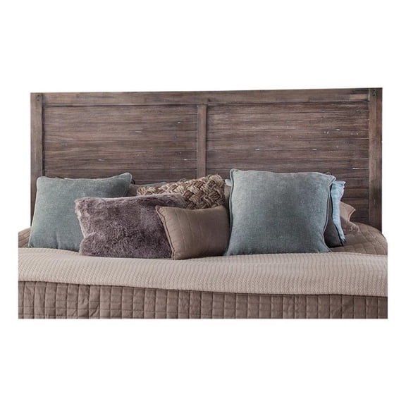 Bowery Hill Modern Farmhouse Weathered Gray Wood King Panel Headboard