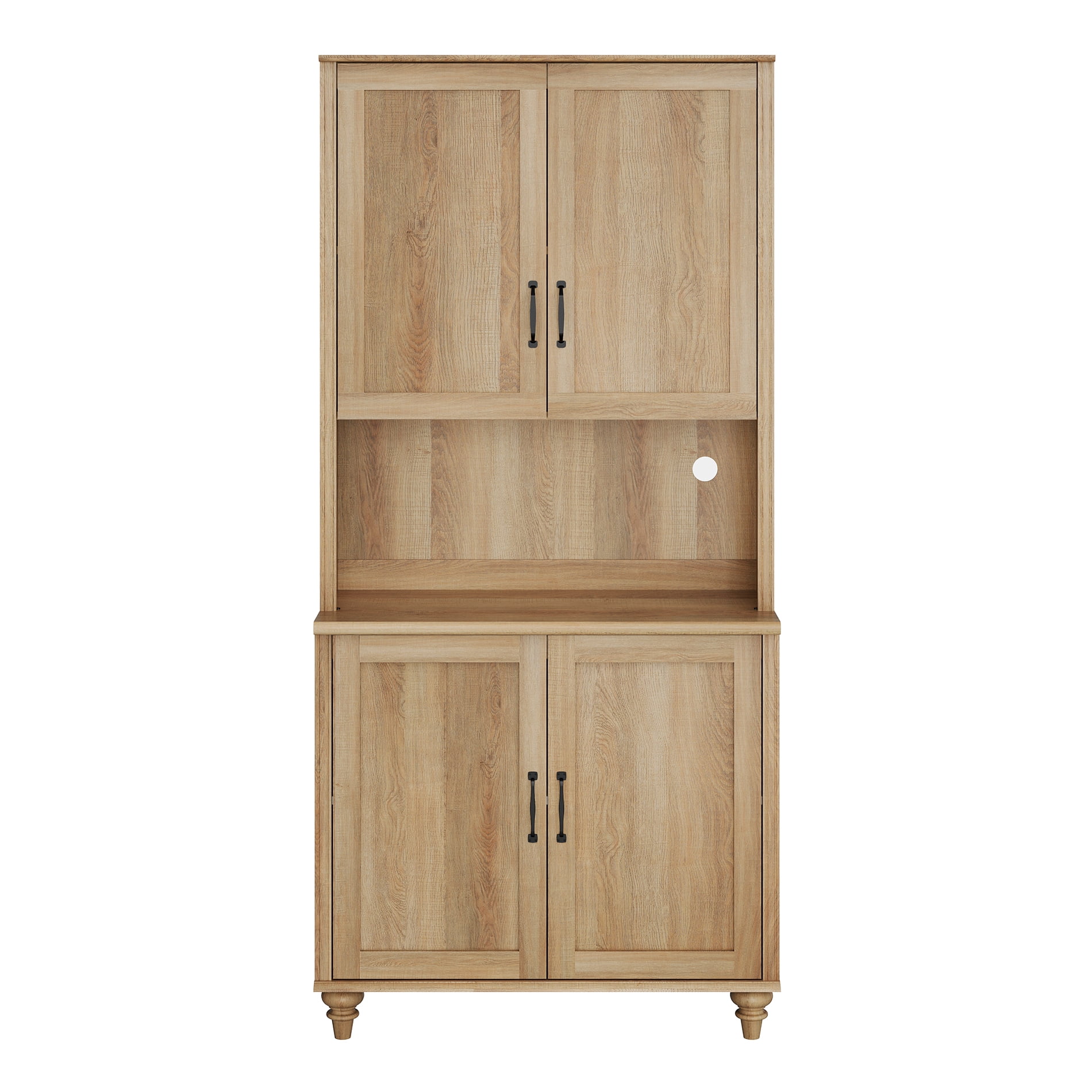 Oak 5-Tier Bookcase with Wood Doors, Bookshelf with Ample Storage Cabinet, Farmhouse Library Wooden Bookshelves for Living Room, Office, Kitchen