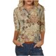 thumbnail image 2 of Fiudx Ofertas Flash Del Día Solo En Línea Camiseta Holgada de Manga 3/4 con Botones Estampados para Mujer, 2 of 4