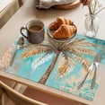 thumbnail image 3 of Boho Coastal Beach Placemats Set of 8 Tropical Ocean Coconut Flower Plant Place Mats Indoor Wipeable Table Mats Washable Cloth Dining Table Placemats for Kitchen Holiday Party Home Decor 13x19 Inch, 3 of 9