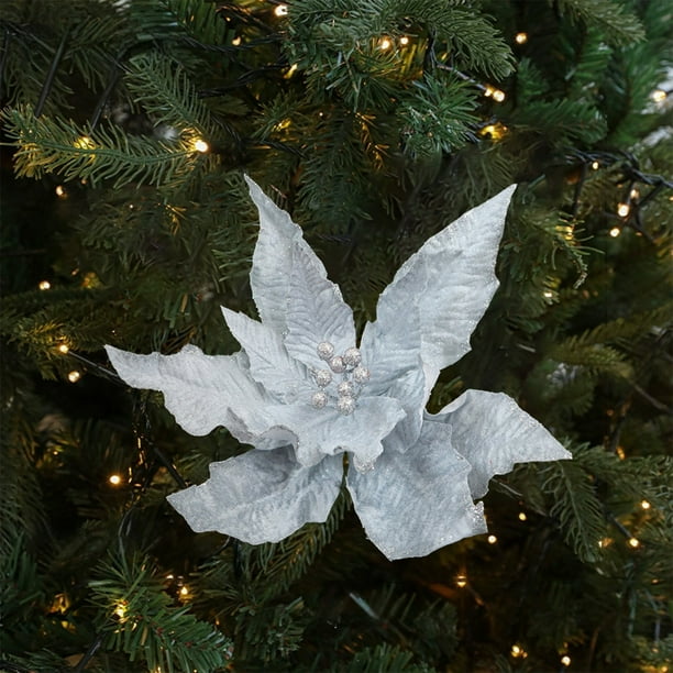 1 pieza de flor artificial para decoración de árbol de Navidad, hecha de tela, ideal para bodas, fiestas y salones, regalo navideño.