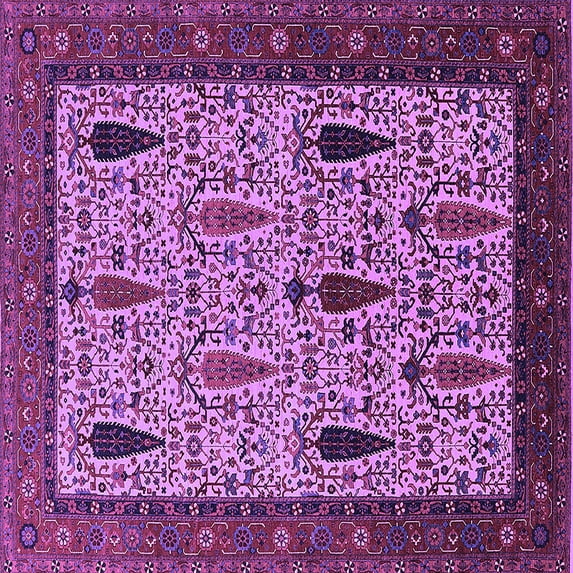 Ahgly Company Indoor Square Oriental Purple Industrial Area Rugs, 5' Square