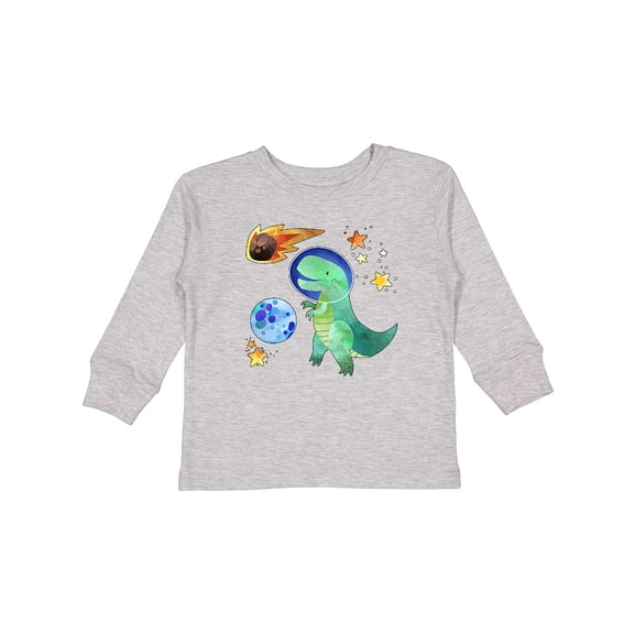 Inktastic Tyrannosaurus Rex vs. Meteor Fun Space Dinosaur Boys or Girls Long Sleeve Toddler T-Shirt