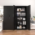 thumbnail image 2 of Metal Storage Cabinet with Adjustable Shelves & 2 Doors,70" H Garage Storage Cabinet with Lock Multi-Use Organizer for Garage,Classroom,Office,Black, 2 of 8
