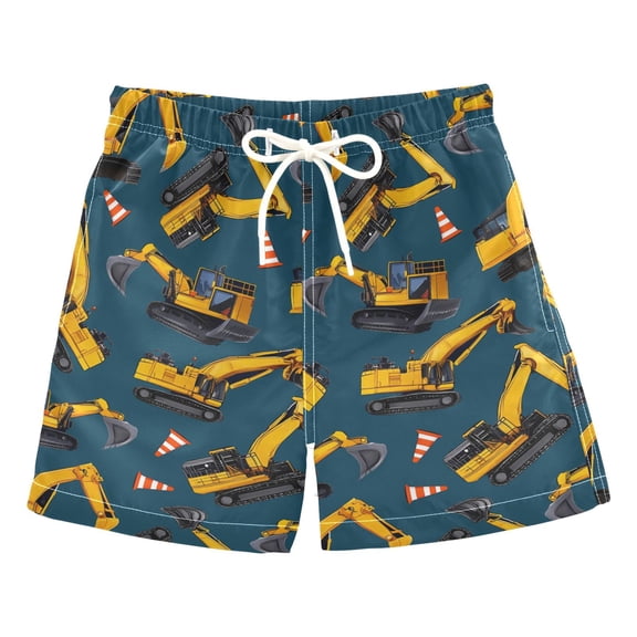 joogoo Boy Swim Trunks Construction Vehicles Bathing Beach Board Shorts M