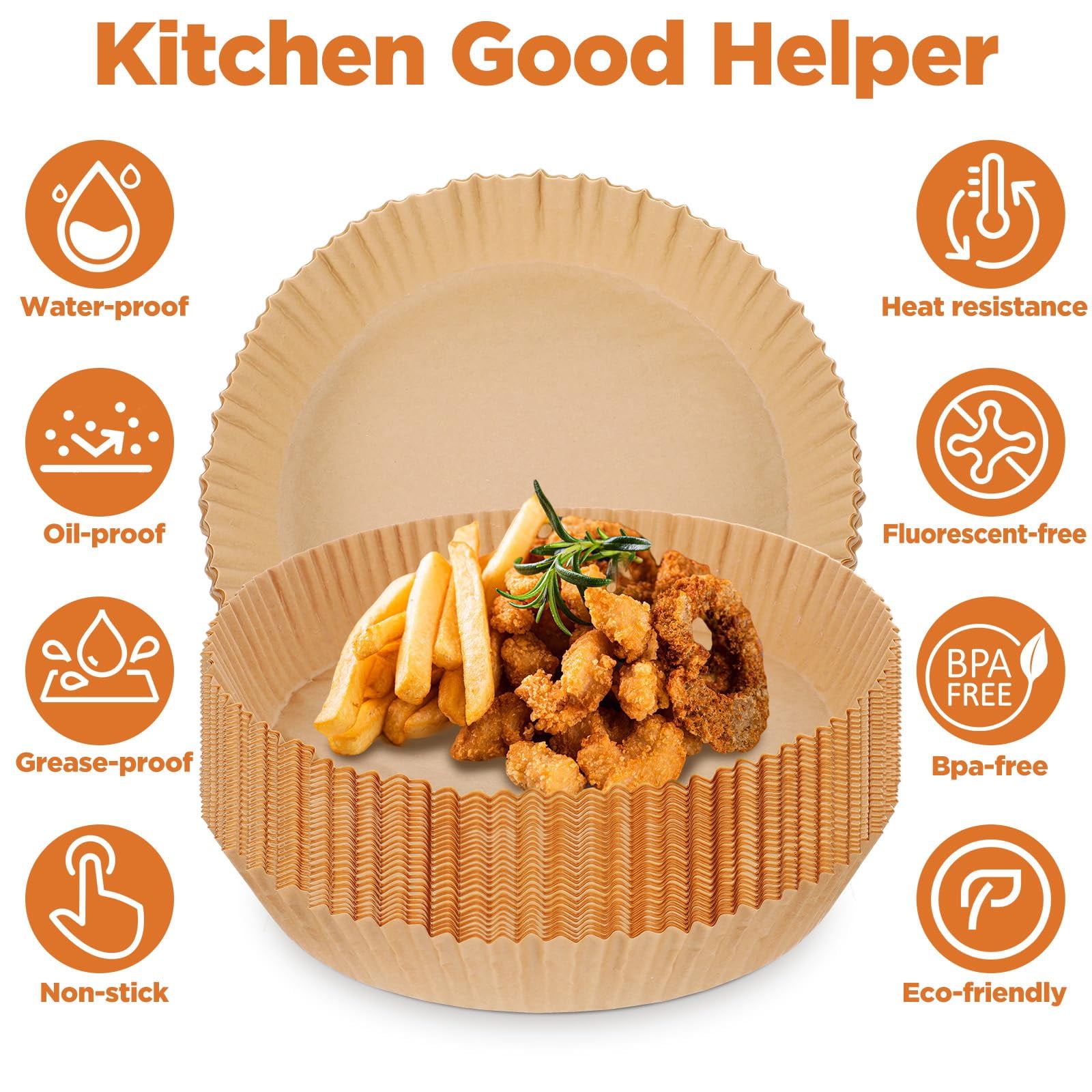 9 Inch Round Air Fryer Liners, Disposable Non-Stick Food Grade Baking Paper for 5-12 Qt Fryers, Microwave, Steamer