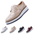 thumbnail image 4 of VoxSoles Women's Platform Heels Wedg𝖾 Lace-Up 𝖮xfords Pumps Retro Wingtip High Heels Round Toe British Style Leisure Sneaker Shoes, 4 of 6