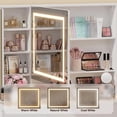 thumbnail image 4 of Lacoo Makeup Vanity with LED Lighted Mirror Cabinet & Charging Station, White Vanity Set with Storage Drawers & Doors, Vanity Desk for Bedroom, White, 4 of 8