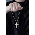thumbnail image 5 of Cross Necklace for Men Women CZ 14k Gold Plated Stainless Steel Plain Simple Cross Pendant Necklace for Men, 5 of 6