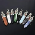 thumbnail image 2 of U8MO 48x11mm Prism Natural Stone Gemstone Tibetan Silver Charms Crafts Pendants-Picasso stone, 2 of 4