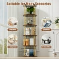 thumbnail image 6 of Flycity 5 Tier Rotating Bookshelf, 360° Display Rotating Bookcase Corner Storage Rack with Special Visible Partition Storage, Gold, 6 of 9