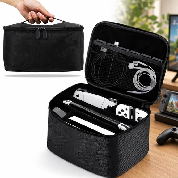 Carrying Case for Nintendo, Large Capacity Travel Storage Bag for OLED Console Accessories Black