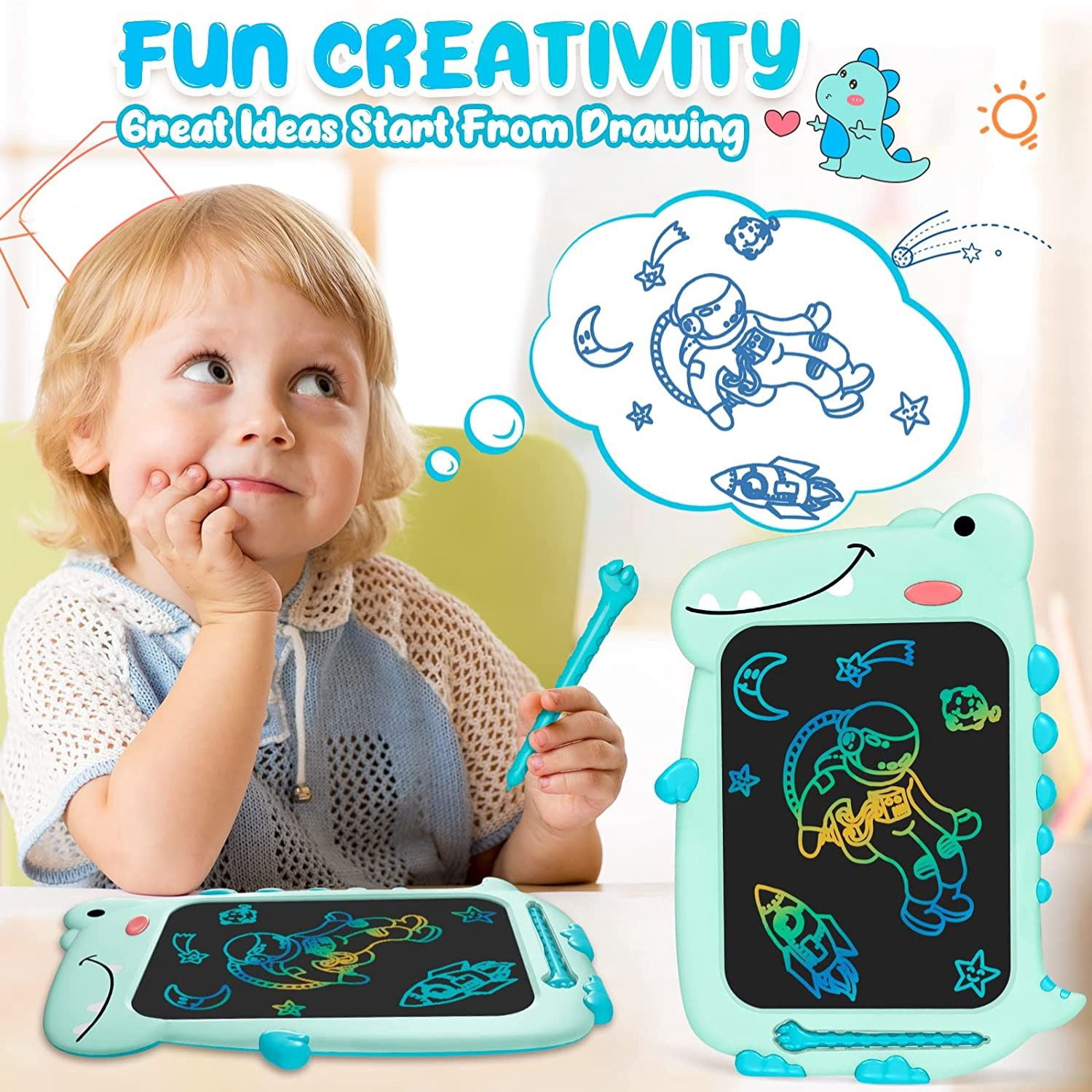 CHEERFUN LCD Writing Tablet for Kids Gift, 10" Dinosaur Doodle Board Toddlers Toys for Boys Girls