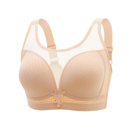 Flash Sale: Full Coverage Bras for Women  Sujetadores de Cobertura Total para Mujer  Women s Solid Color Steel Ring Oversized Gathering Underwear Daily Bra SOPATENOR Beige S