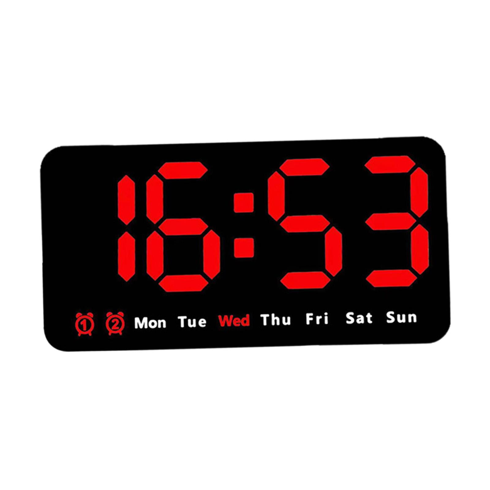 WLPZXP Digital Clock Desk Calendar Temperature Large Display LED Alarm Clock Wall Clock Red