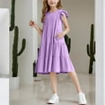 thumbnail image 2 of snilers Girls Dresses Kids Summer Ruffle Sleeve Dress Tiered Swing Midi Casual Sundress with Pockets Size 4-14 Years, 2 of 9