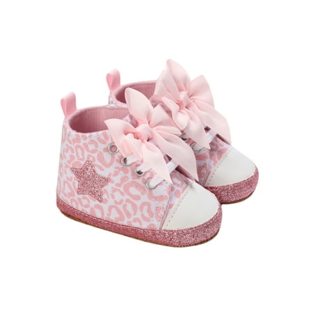 

0-12M Newborn Baby Girl Boys Shoes Bowknot Walking Soft-Soled First Walker Shoes