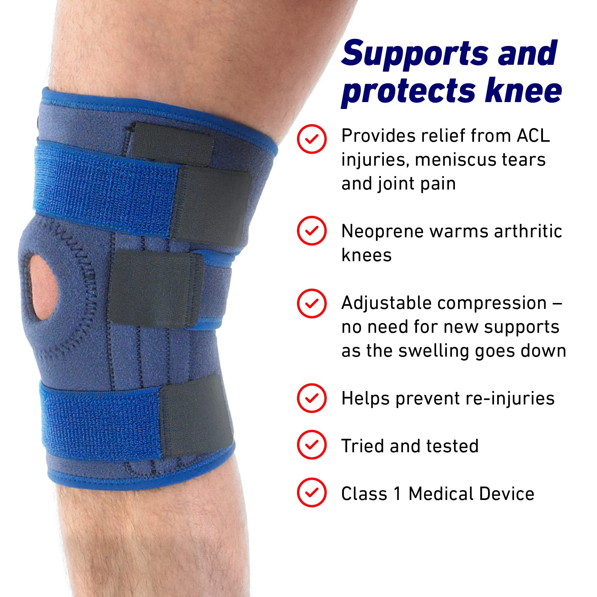 Neo G Stabilized Knee Brace for Women and Men Knee Support Open Patella for Joint Knee Pain Relief, Meniscus Tear, Arthritis, Sprains, Strains, Rehabilitation - Adjustable Compression - One size