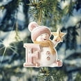 thumbnail image 2 of Lilixerw Pink Snowman 26 Letter Christmas Tree Ornament,2D Flat Acrylic Hanging Pendant for Xmas Decor,Home Wall Gifts,Xmas Party Supplies,Letter F, 2 of 5