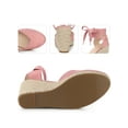 thumbnail image 2 of BLISSFUL STEP Women's Espadrille Lace Up Platform Wedge Heels Sandals Pink 8.5, 2 of 6