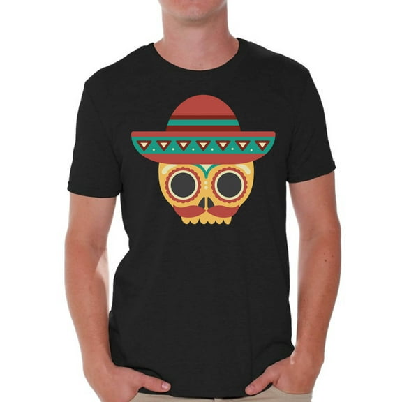 Awkward Styles Skull T-Shirt Sombrero Mask Shirts for Men