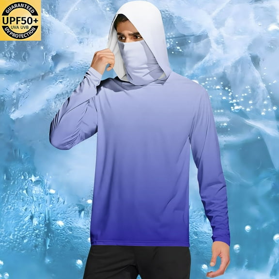 Mifsaly Summer Hoodies for Men Long Sleeve Sun Protection Shirts 2026 Quick-Dry Lightweight Hoodie Thumb Hole Windproof Outdoor Athletic Sweatshirt with Mask M