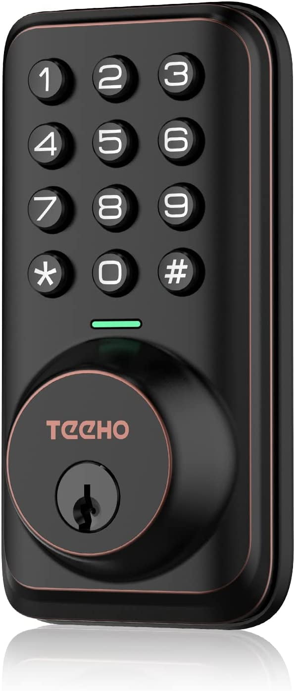 TEEHO TZ001 Keyless Entry Door Lock Keypad Smart Deadbolt Oil Rubbed